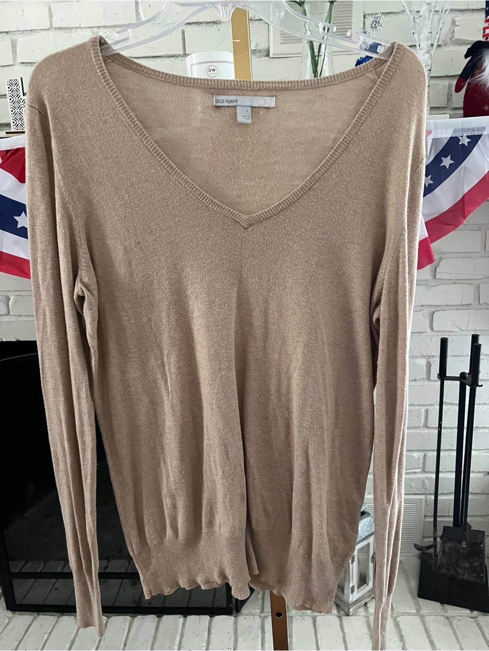 Old Navy Taupe V-Neck Knit Top